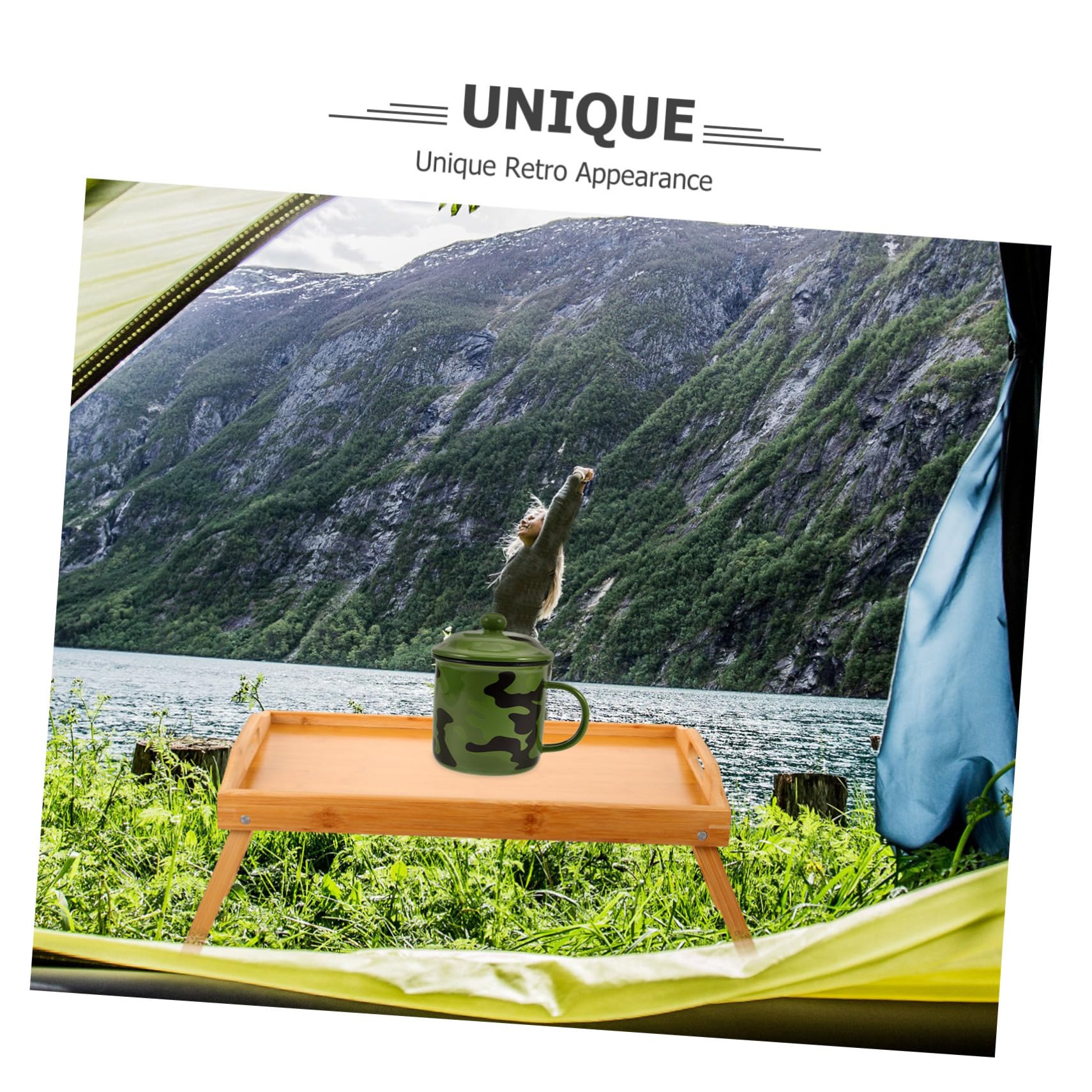 KOMBIUDA Retro Emaille Kaffeetasse Vintage Trinkbecher Für Zuhause Und Camping Geeignet Für Kaffee Tee Und Saft Isolierter Becher Militärgrünem Camouflage-design Für Outdoor-abenteuer