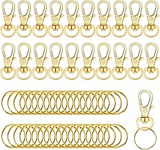 100 Pièces Porte Clef Mousqueton,Fermoir Mousqueton Or,Mousqueton Pivotant,25mm Anneaux Porte-cles,Attache Porte Clé Résistant Aux Couleurs,Porte Clé Mousqueton Amovible Pour DIY Décoration