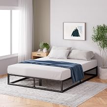 Zinus Joseph Bed Frame 90 x 200 cm - Metal Bed 90 x 200 cm with Wooden Slatted Frame - 25 cm High Platform with Free Space Below - Compact Packaging & Easy Assembly - Black