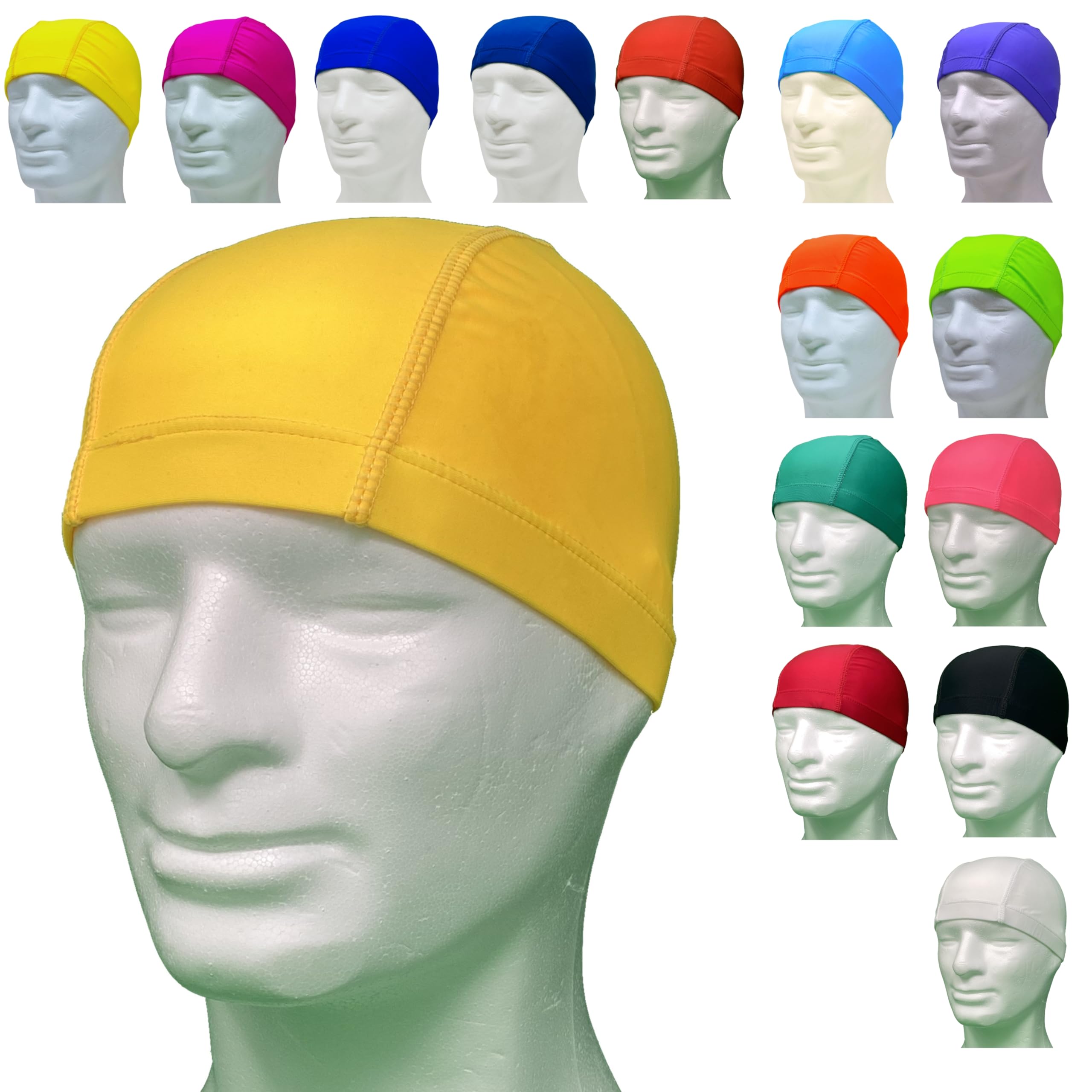 Gorros de natación Profesionales de Licra hipoalergénico sin látex ni Silicona – Gorro de Piscina Unisex - 50 Piezas