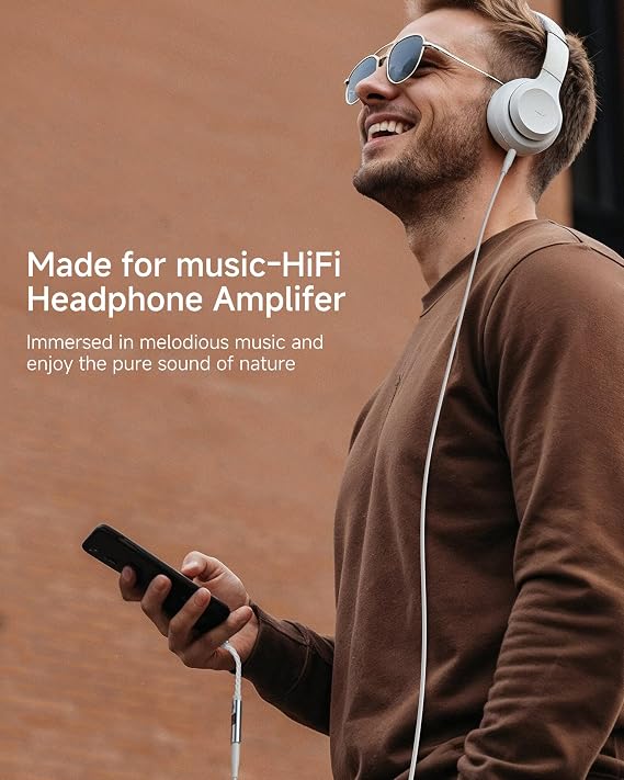 USB C to 3.5mm Audio Adapter with Dual Chip CX31993 MAX97220 DAC & HiFi Amplifier, 8-Strand 4N Single Crystal Silver-Plated Copper Cable,USBC to Headphones Aux Dongle for Android iPhone 17/16 PC Mac