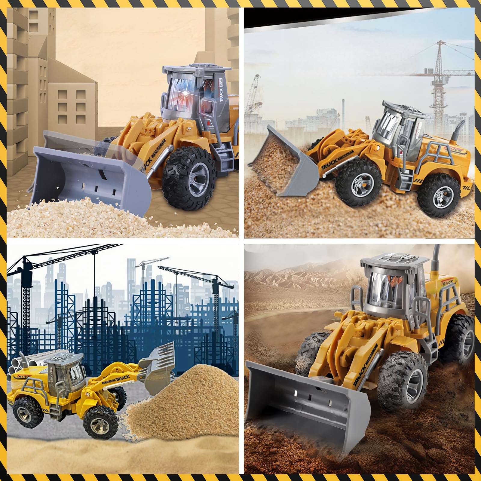 1:32 veicoli da cantiere telecomandato giocattolo,con luci lampeggianti,completamente funzionante Telecomando,Trattore Ruspa Giocattoli per bambini,per Regali Per Bambini (Bulldozer)