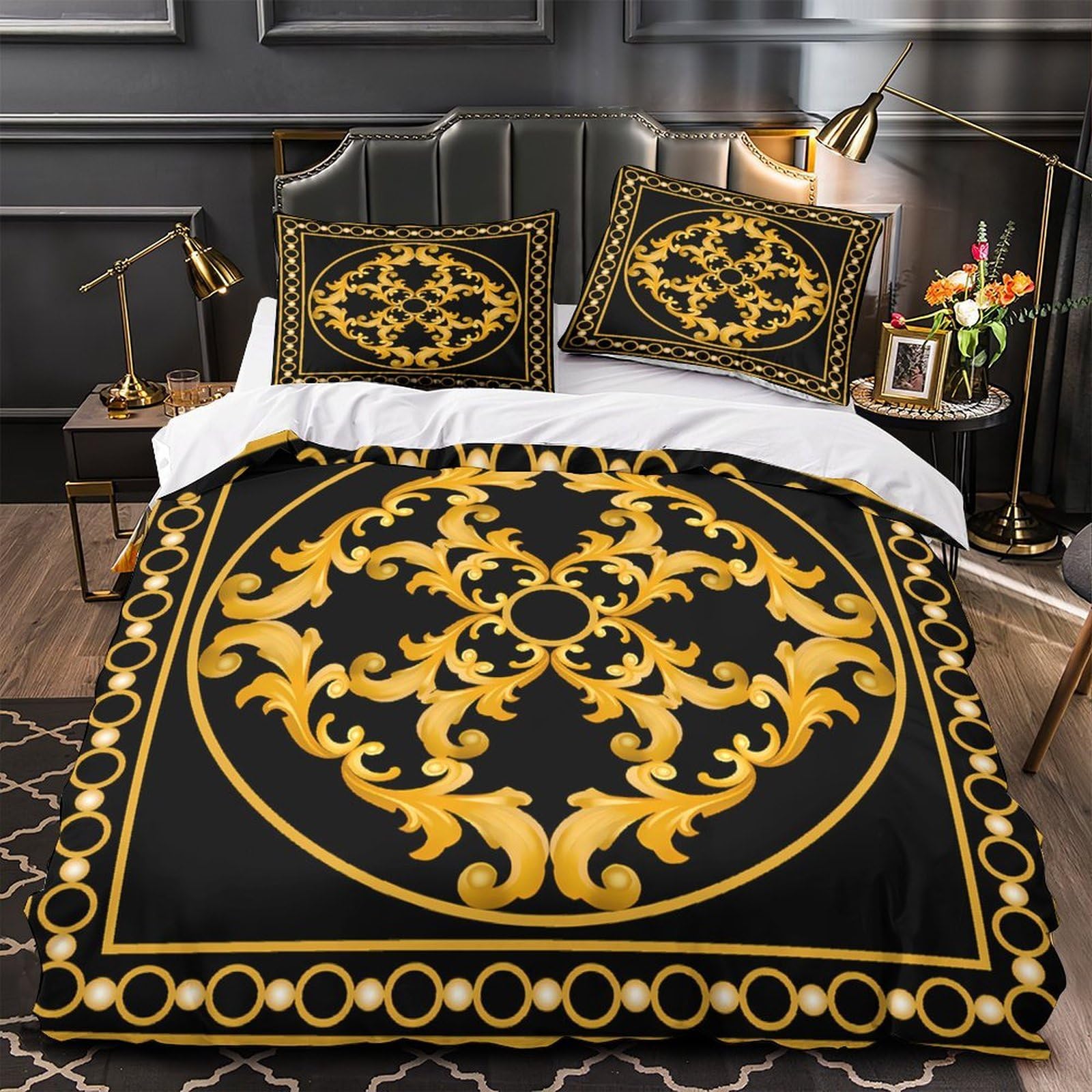 Parure de lit 3D carreaux marocains d'une finition haut de gamme pour grand lit