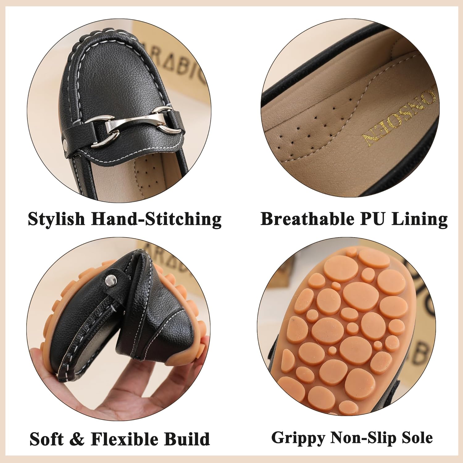 LONSOEN Kids Slip-On Loafers, Synthetic Suede Moccasin Driving Shoes, Non-Slip Rubber Outsole Lightweight Casual/Dress Boat Shoes for Boys & Girls - Image 4