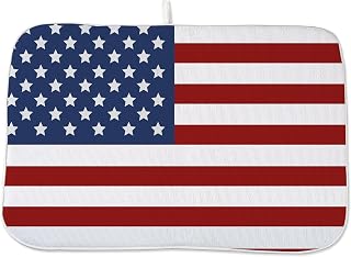Independence Day Patriotic Dish Drying Mat for Kitchen Counter 18x24 Inch American Flag Dish Drying Pad 4th of July Stars and Stripes for Kitchen Counter Dining Room Decor