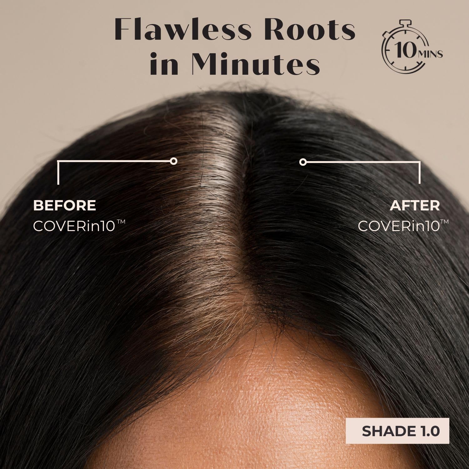 GLOWTONE™ Root Touch-Up Kit, 10-Minute, 100% Permanent Hair Color, 2 Uses, Covers Grays, Boosts Shine, Auto Shut-Off, Made in Italy, Vegan, PETA-Certified (4N Ochre Dark Brown)