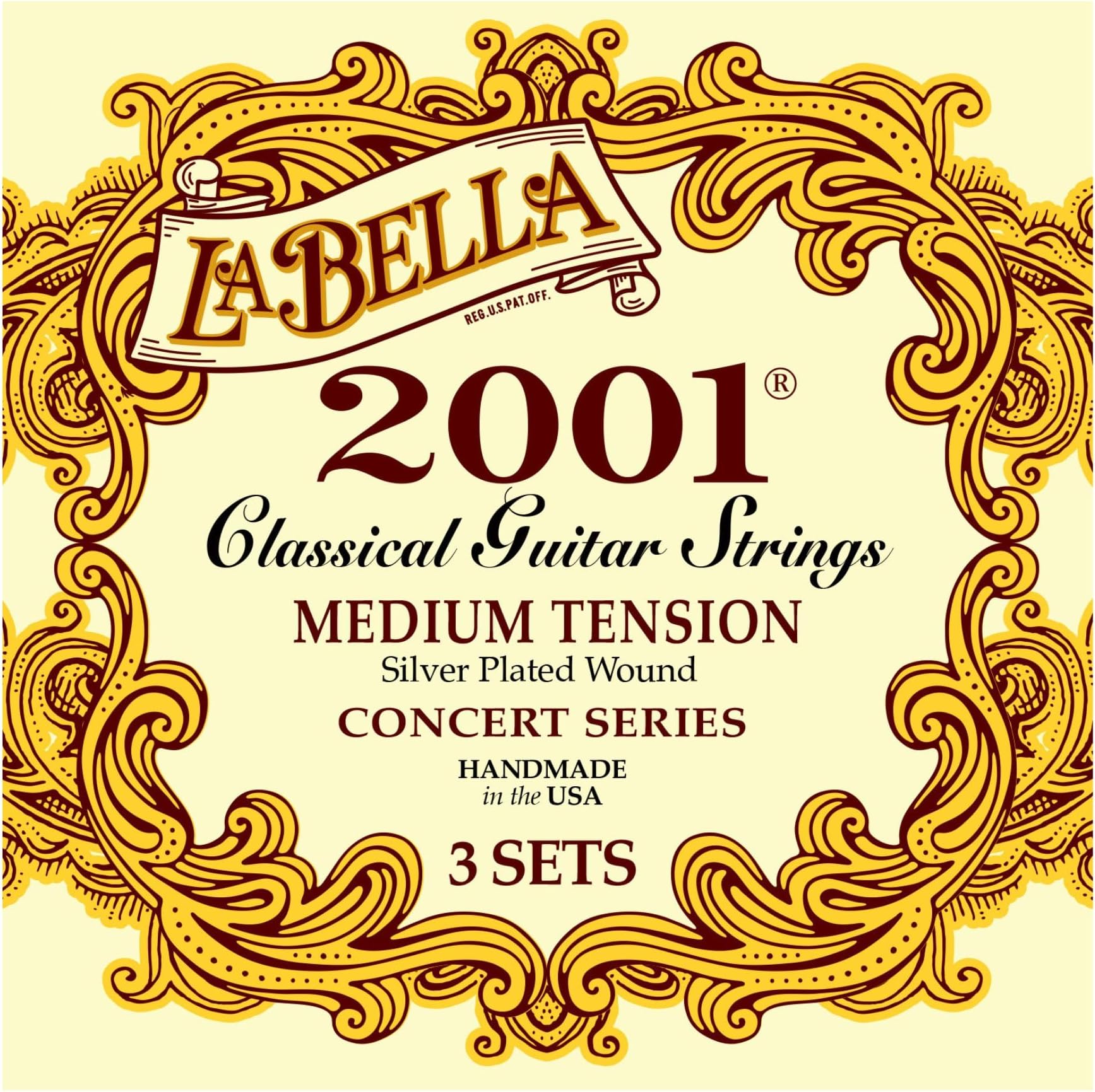 2001 Medium Tension Silver-Plated wound Classical Guitar String - Pack of 3-029-0415