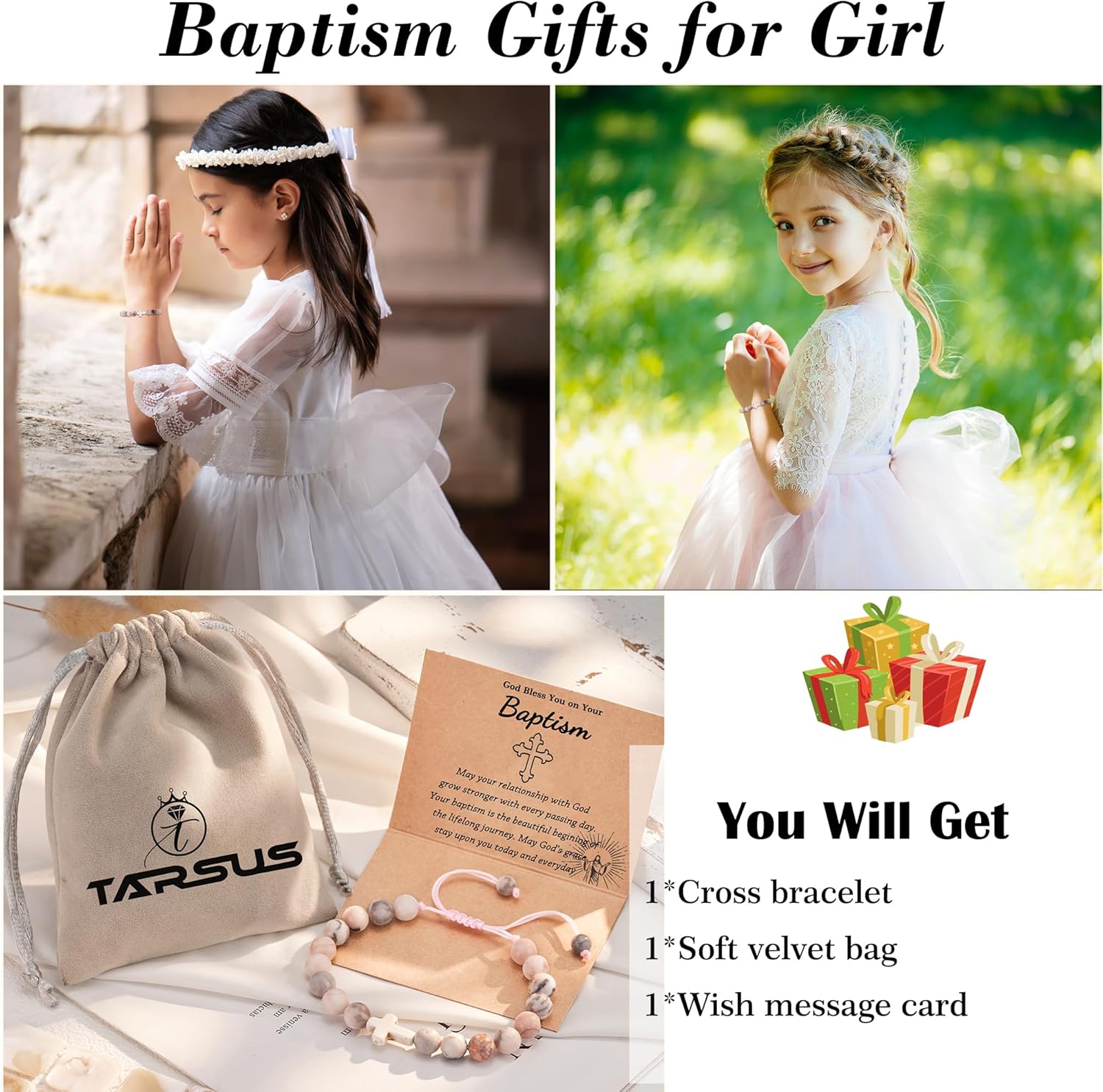 Tarsus Easter Basket Stuffers for Teens/Girls/Boys/Kids, Cross Bracelet Baptism Communion Confirmation Christian Jewelry Gifts - Image 6