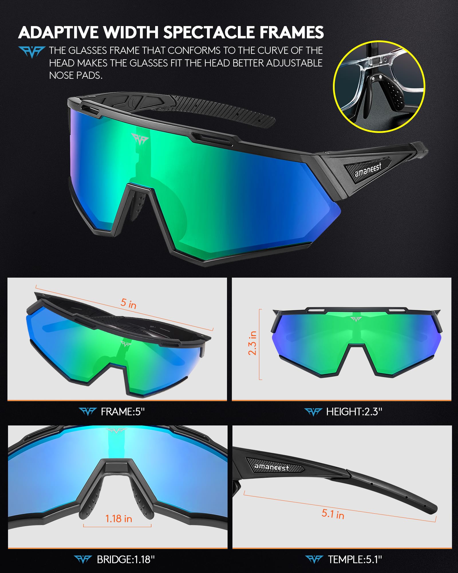Lunettes De Soleil Polarisées Lamicall – Ultralégères 24g, UV400, Monture TR90, Nez Réglable, Sport Outdoor