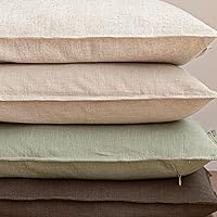 Vista 167 de Foindtower Paquete de 2 fundas de almohada decorativas de lino y liso, funda de cojín decorativa suave, estilo bohemio campestre para silla, sofá