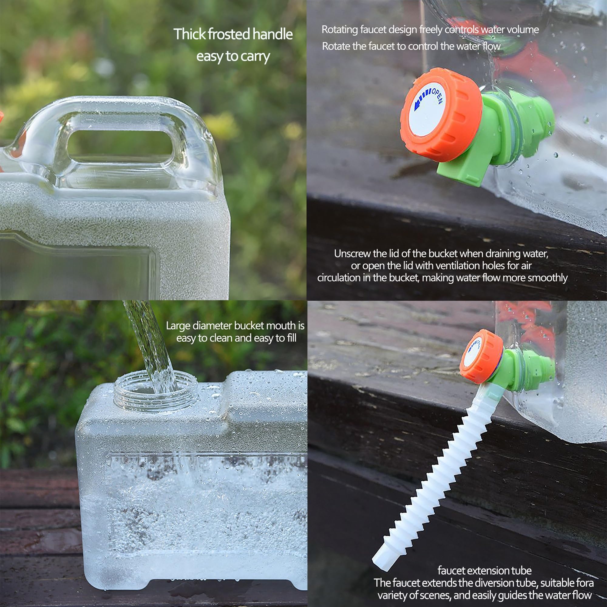 Camping water tank water bladder water jug water storage containers PC transparent square bucket outdoor car home self-driving tour camping with faucet water storage bucket ( Color : Clear , Size : 11