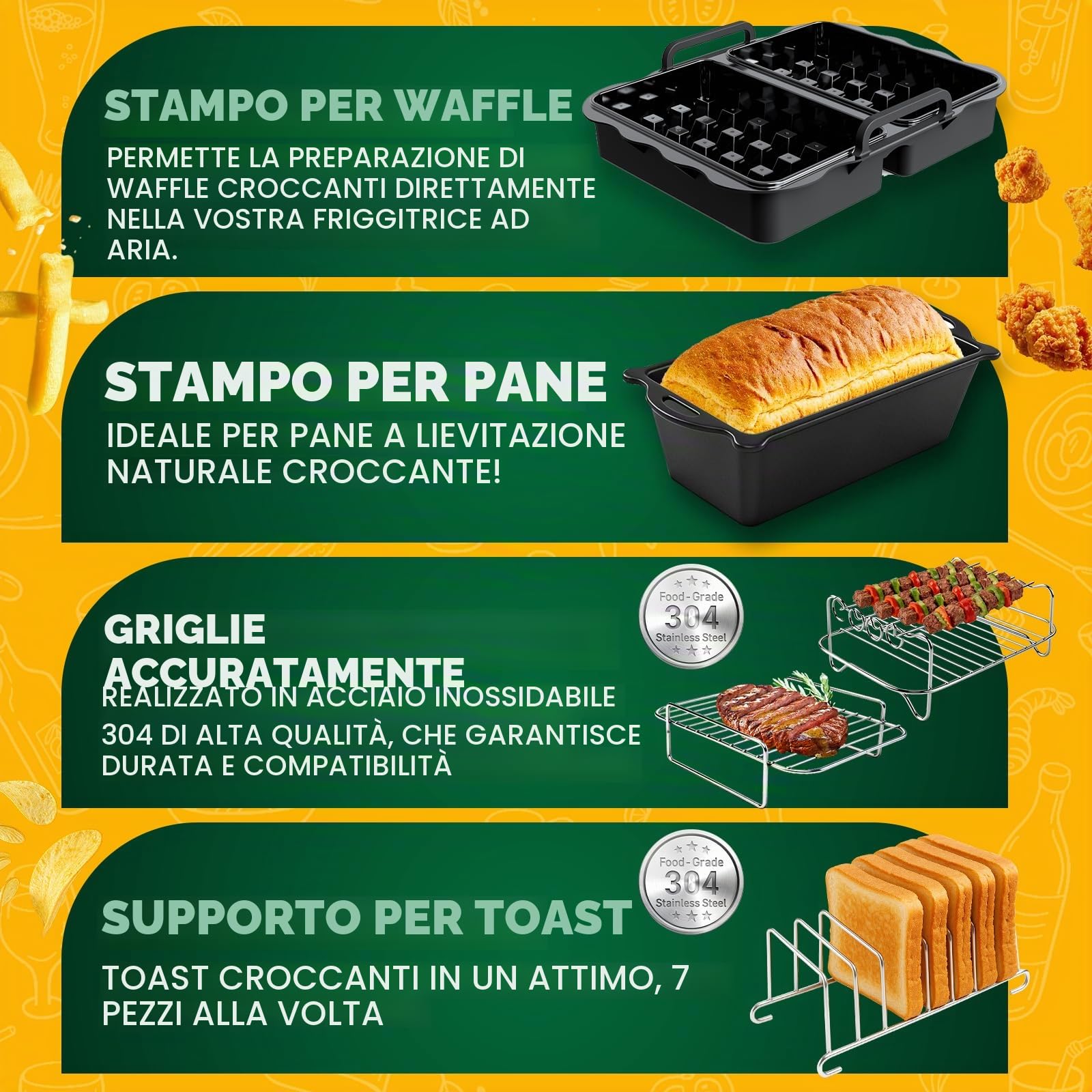 Accessori Per Friggitrice Ad Aria Calda Philips Airfryer 4000 Series Stacked Dual Basket 10L, Accessori Per Philips NA460/NA462 10L, Stampi In Silicone, Inserto Per Pirofila