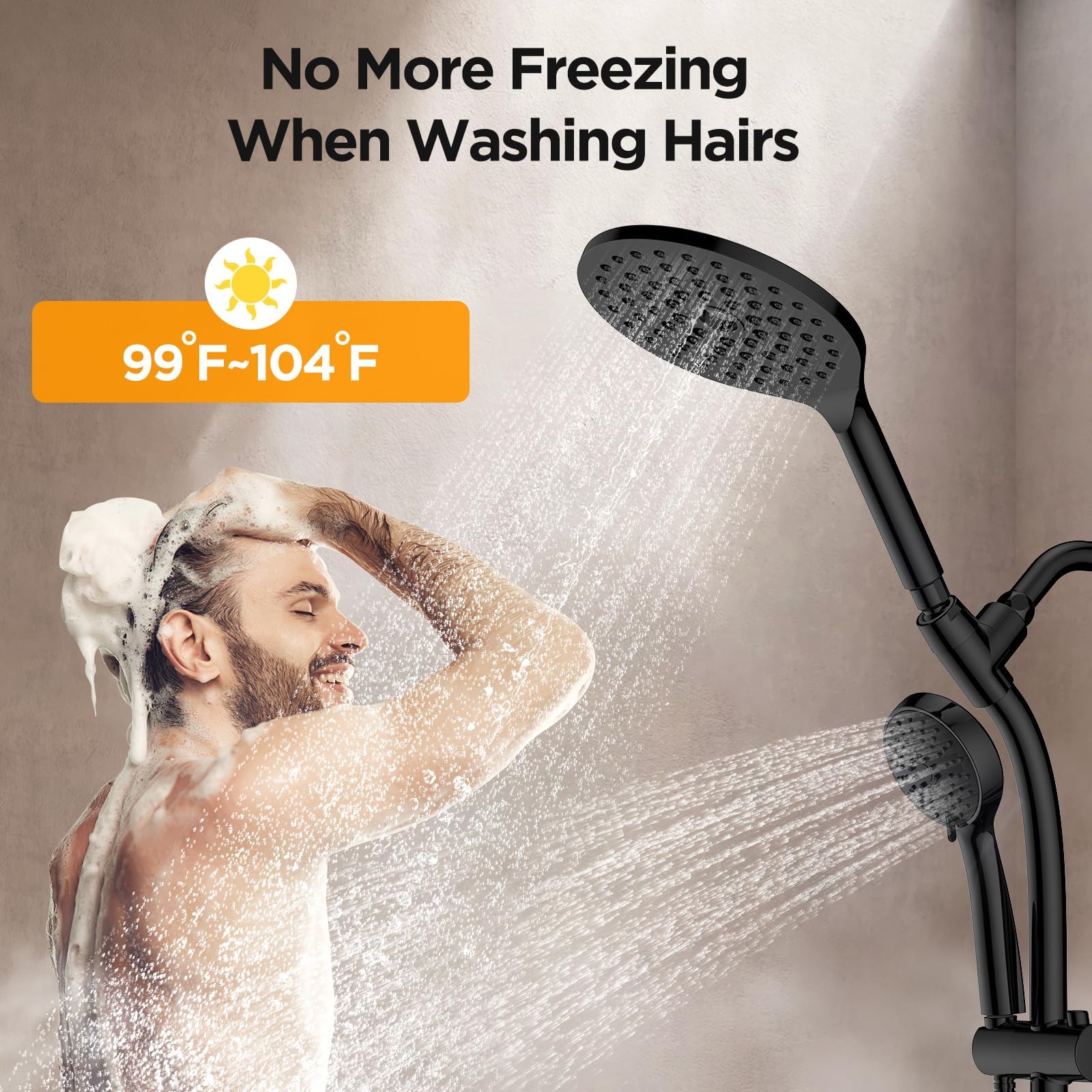 MakeFit Drill-free Dual Shower Head with Handheld Combo Rainfall
