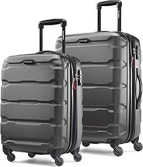 Omni PC Hardside Expandable Luggage with Spinner Wheels, Black, 2-Piece Set (20/24)