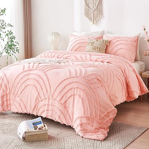 Miniatura 10 de ENJOHOS Juego de edredón bohemio para cama individualindividual XL, edredón de arcoíris copetudo de 2 piezas para niñas universitarias, edredón