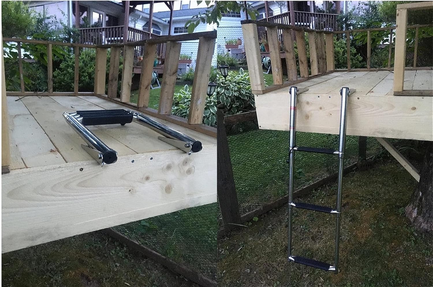 3 Step Removable Telescoping Boat Ladder, Pontoon Swimming Pool Marine Yacht Boarding Stainless Steel Extension Non Slip Pedal Decoration