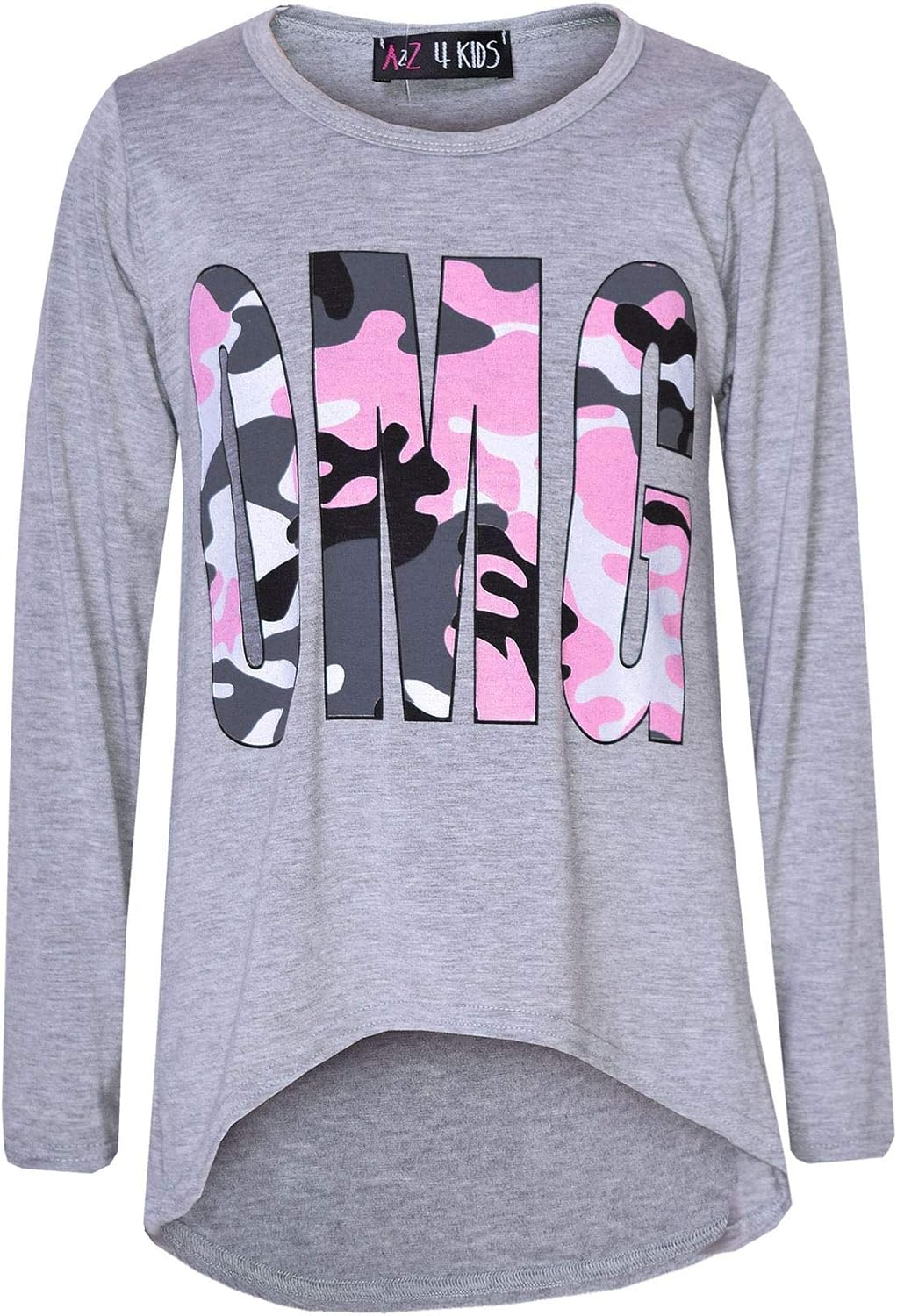 A2Z 4 Kids Girls OMG Camouflage 3/4 Sleeves Trendy T Shirt Lightweight Comfortable Tops Legging Set For Girls Age 7-13 Years