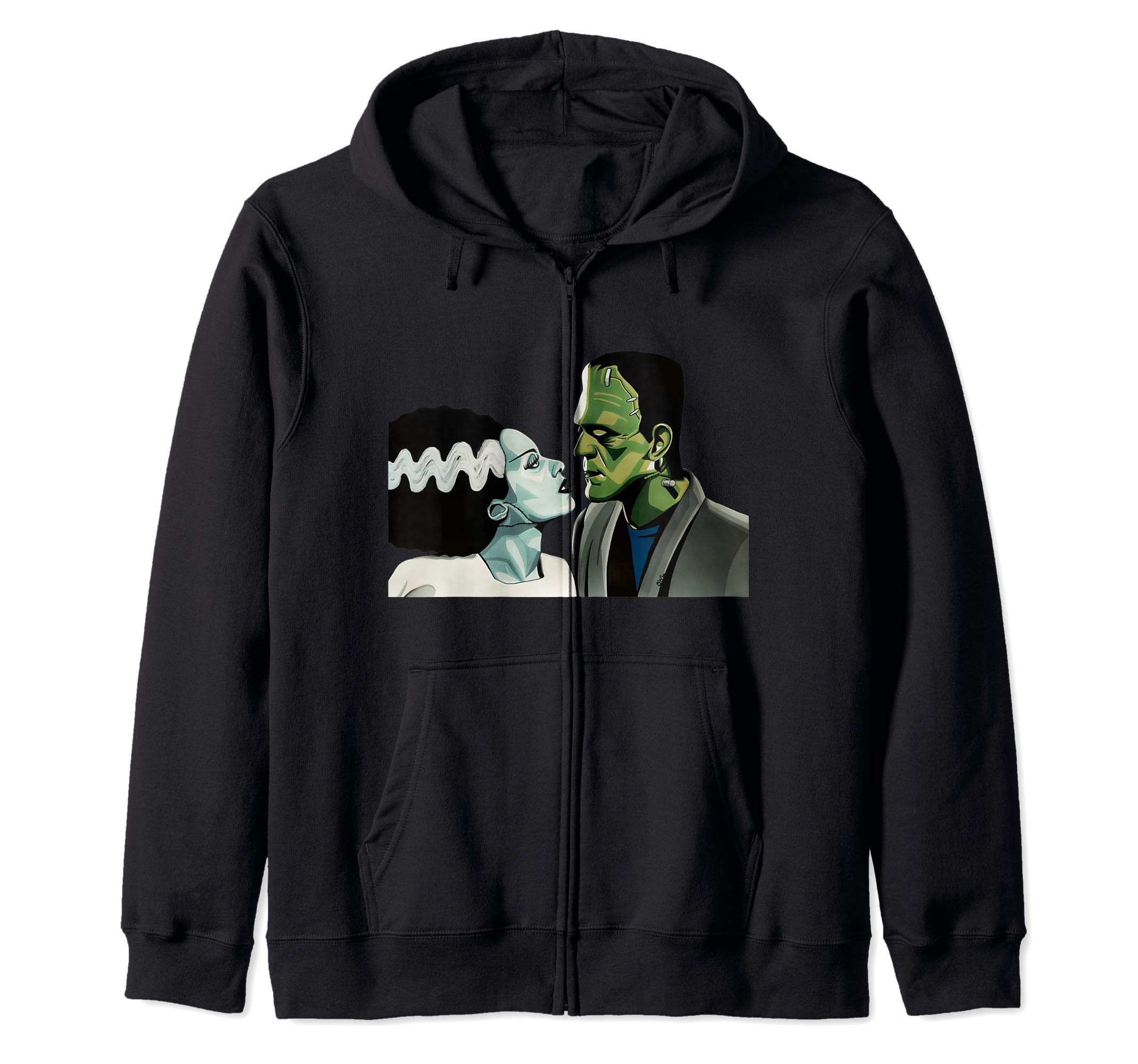 Lagersted CreationsFrankenstein Monster & Bride Halloween Romantic Kiss Scene Zip Hoodie