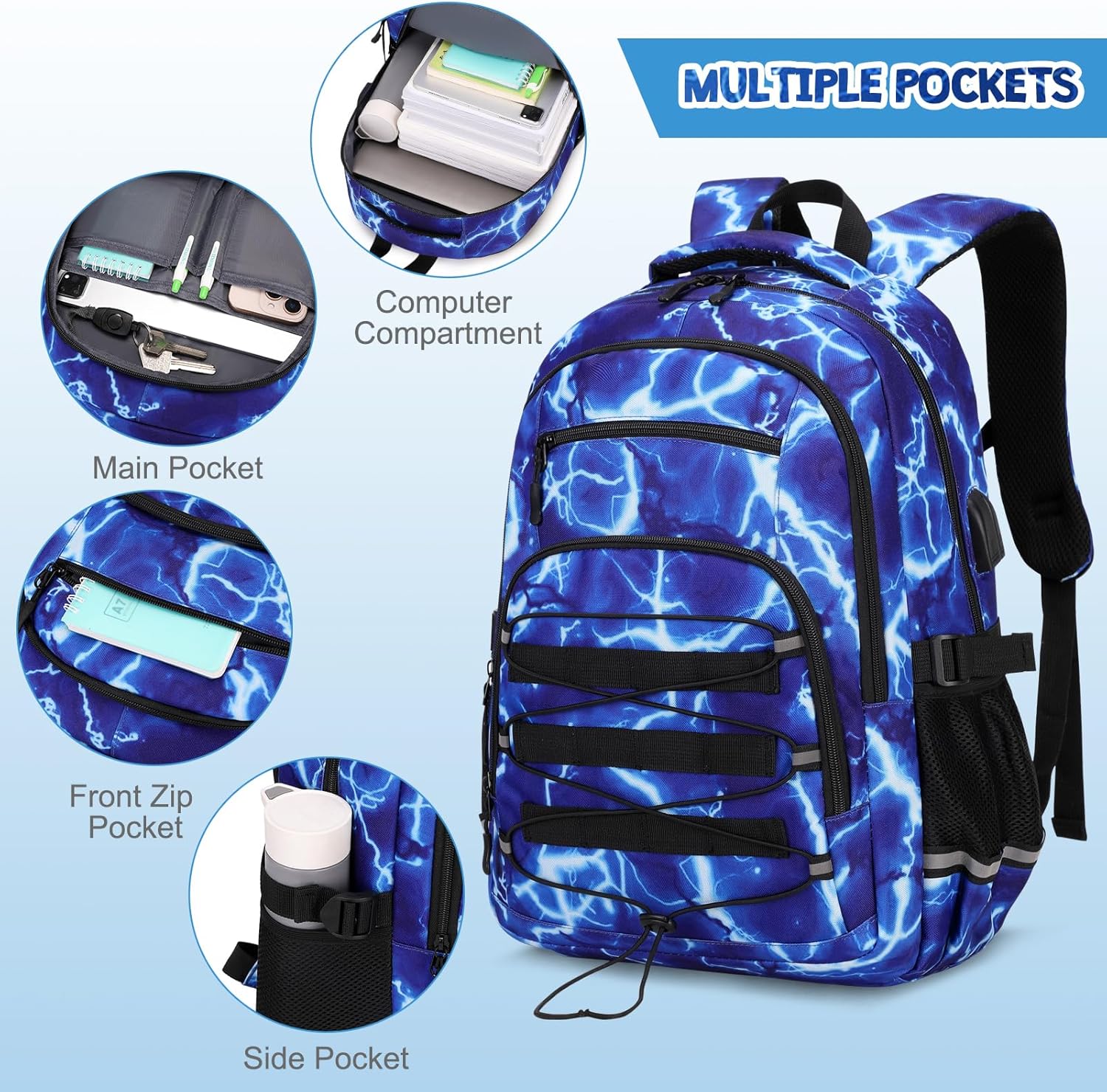 ACESAK Camo Backpack for Boys, Tactical Kids Backpack Boys, School Bags for Boy Children Teens Kids Elementary Middle High School, Military Bookbag and Lunch Bag Pencil Case Set with USB Charging Port