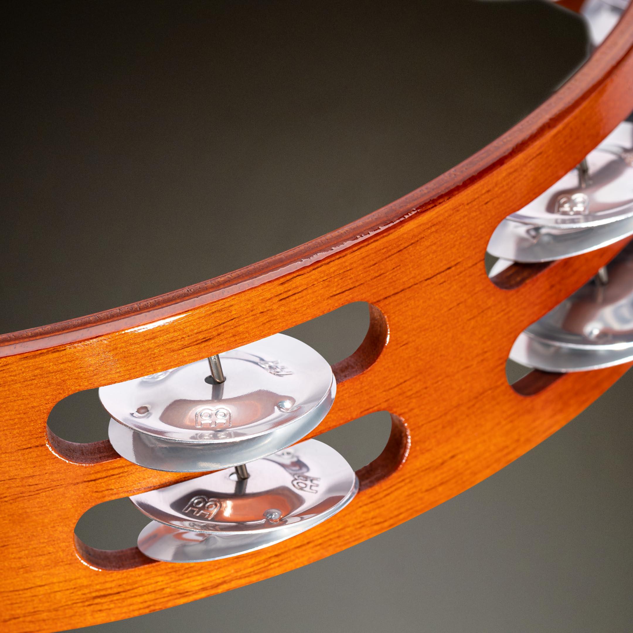Meinl Percussion TA2A-AB Holztamburyn z obejmami aluminiowymi (2-rzędowy), średnica 25,40 cm (10 cali), african brown