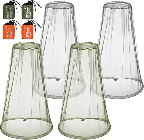 Miniatura 51 de HESTYA 4 Pack Mosquito Bug Net Mesh for Head Mosquito Net Face Fly Netting Hood from Insect Bugs Gnats for Outdoor
