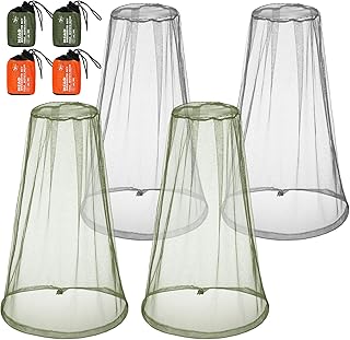 HESTYA 4 Pack Mosquito Bug Net Mesh for Head Mosquito Net Face Fly Netting Hood from Insect Bugs Gnats for Outdoor