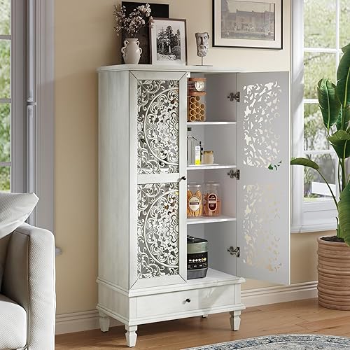 Miniatura 74 de Aparador moderno y elegante con patas y asas de metal dorado y estante ajustable, mesa consola clásica de 60 pulgadas, mesa de sofá, mesa de entrada