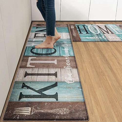 Miniatura 17 de Arttown - Juego de 2 tapetes antifatiga de cocina negros, con almohadillas para cuchillos y tenedores de cocina, tapete antideslizante impermeable