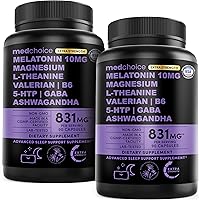 Vista 1 de Cápsulas para dormir de melatonina 12 en 1, 10 mg de melatonina extra fuerte con magnesio y mezcla equilibrada de Ashwagandha, GABA, extracto