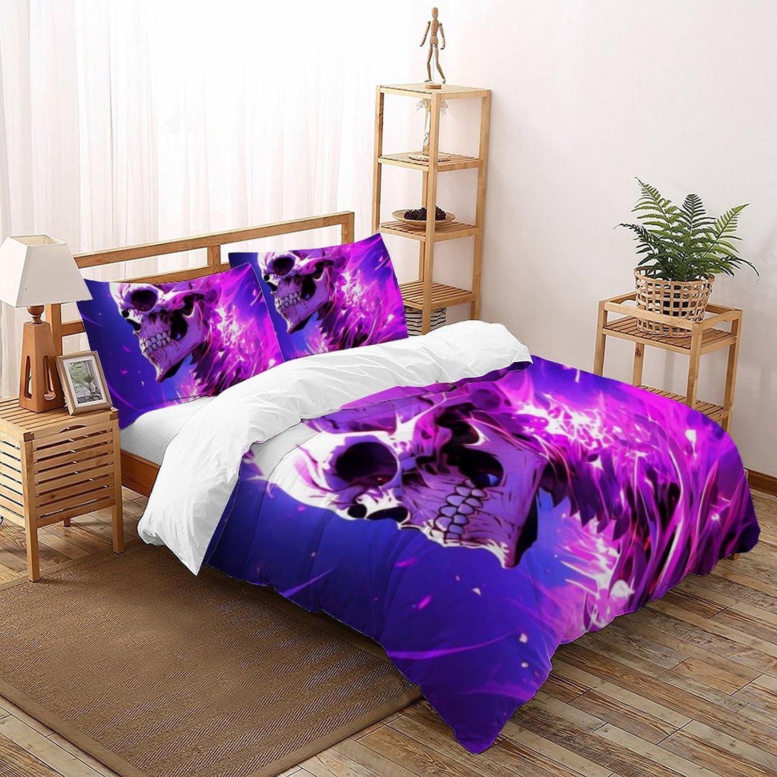 Housse de couette crâne violet La Terreur imprimé 3D King Size