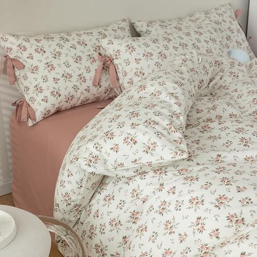 VM VOUGEMARKET Pink Flower Duvet Cover Set Twin 3 Pieces