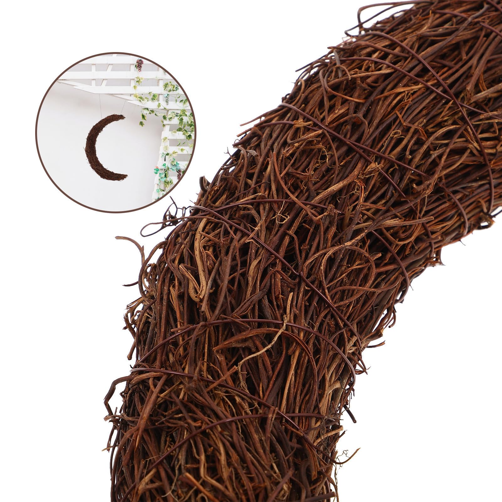 TOYANDONA 4 Piezas Guirnalda Navideña de Ratán Forma de Luna, 30cm, Negra