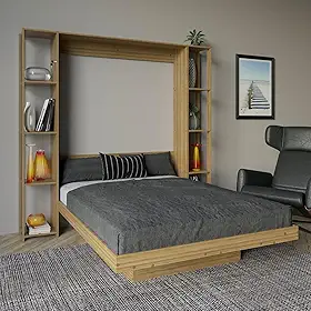 Cama Articulada de Casal com 8 Prateleiras e 2 Nichos 209,9x198,5cm Cm8040 Amendoa