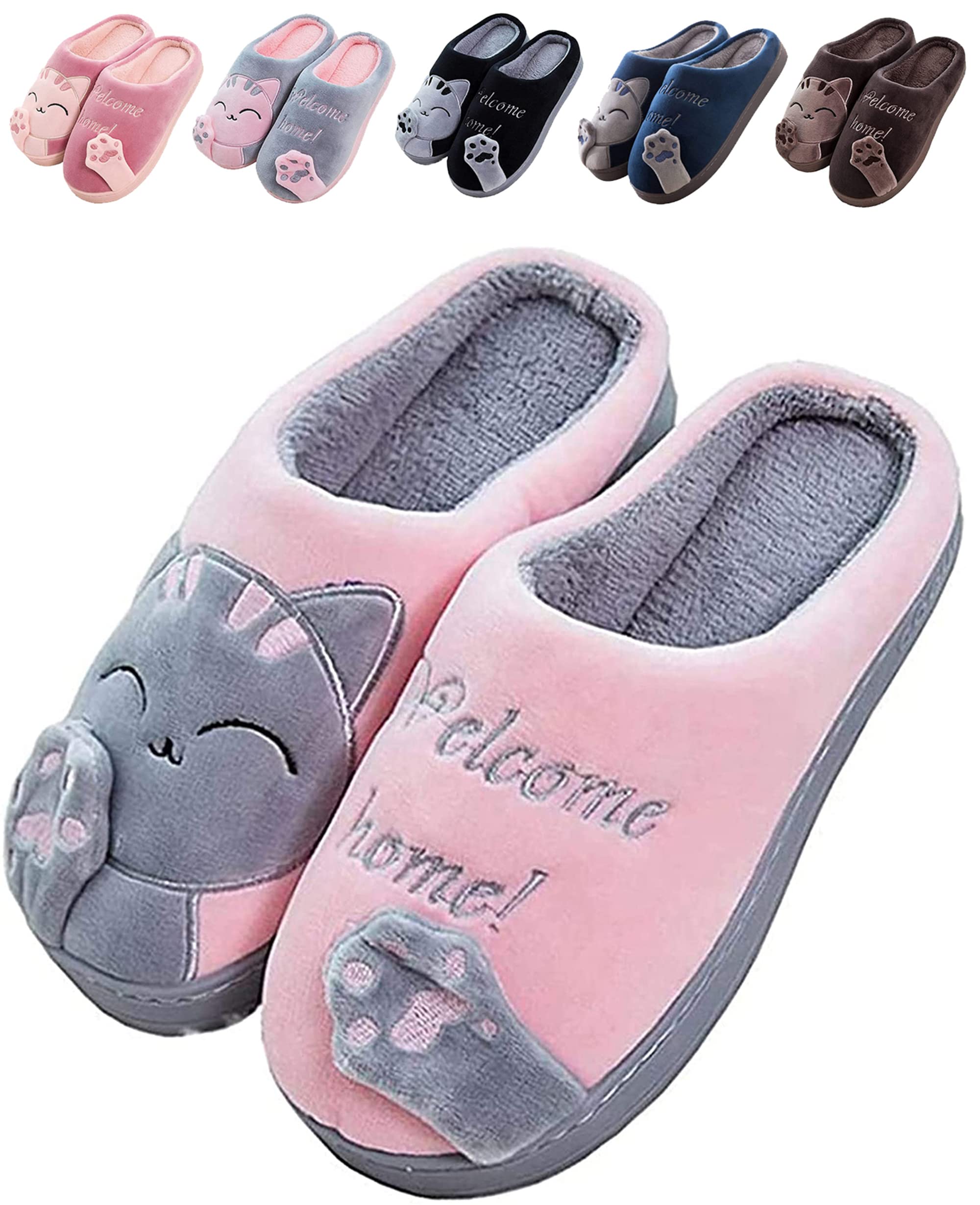 JACKSHIBO Hausschuhe Damen Winter Plüsch Pantoffeln Herren Warm Filzpantoffeln Frauen Bequeme Slippers Unisex