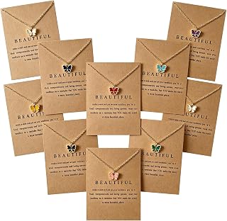 NEWITIN 10 Pieces Colorful Butterfly Pendant Necklace Set for Women Costume Jewelry Gold Plated Adjustable Necklaces Bohemian Dainty Acrylic Butterfly Chain Necklace Set for Women