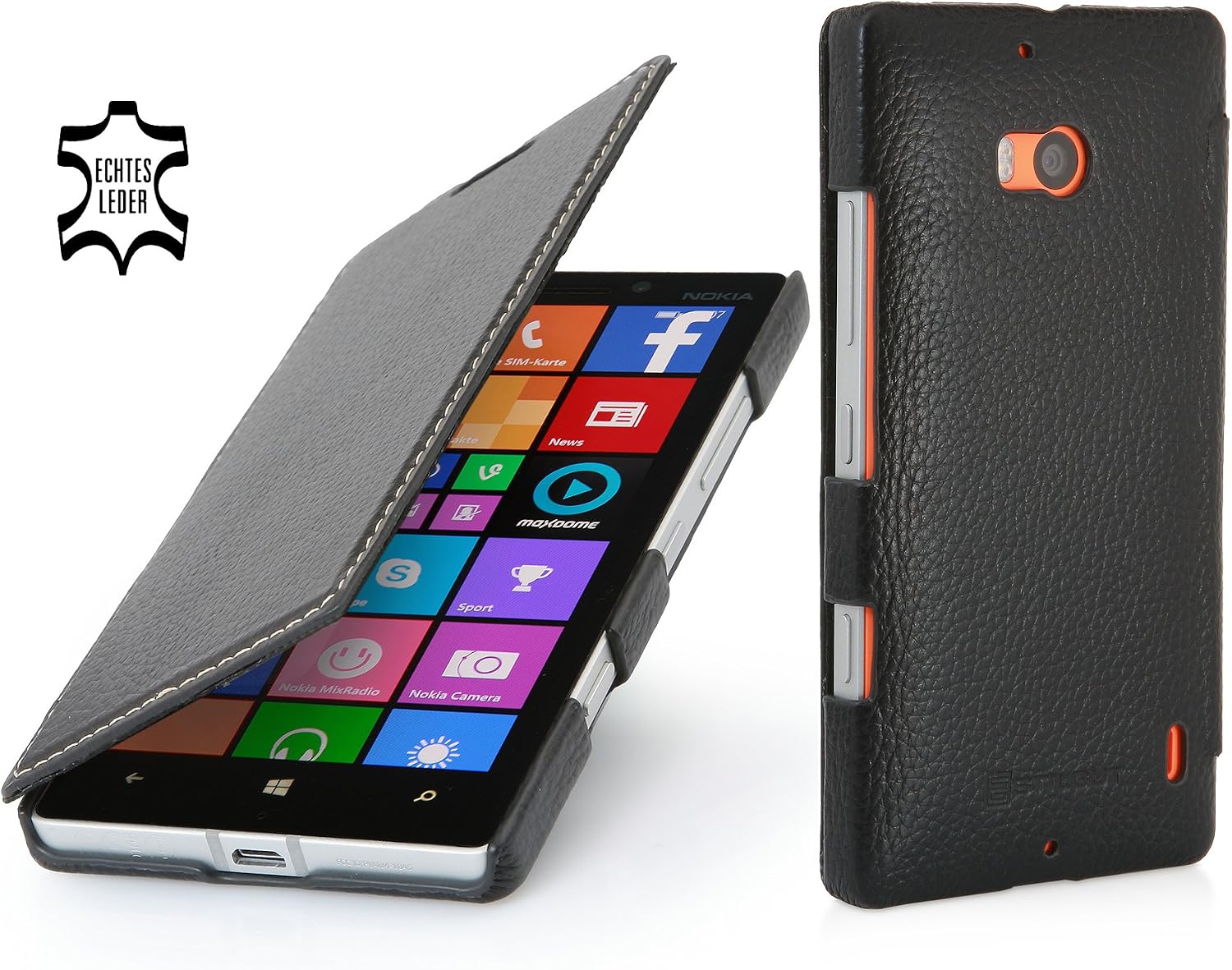 StilGut® Book Type, Leather Case for Nokia Lumia 930 & Lumia Icon (Verizon Wireless), Black