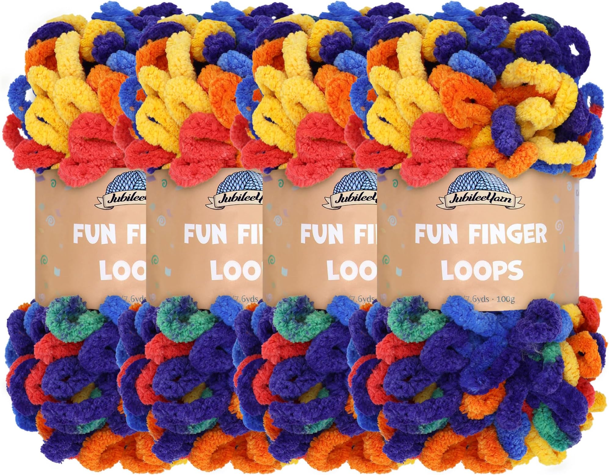 BambooMN Finger Knitting Yarn - Fun Finger Loops Yarn - 100% Polyester 4 Skeins multicolored 6941204025038a