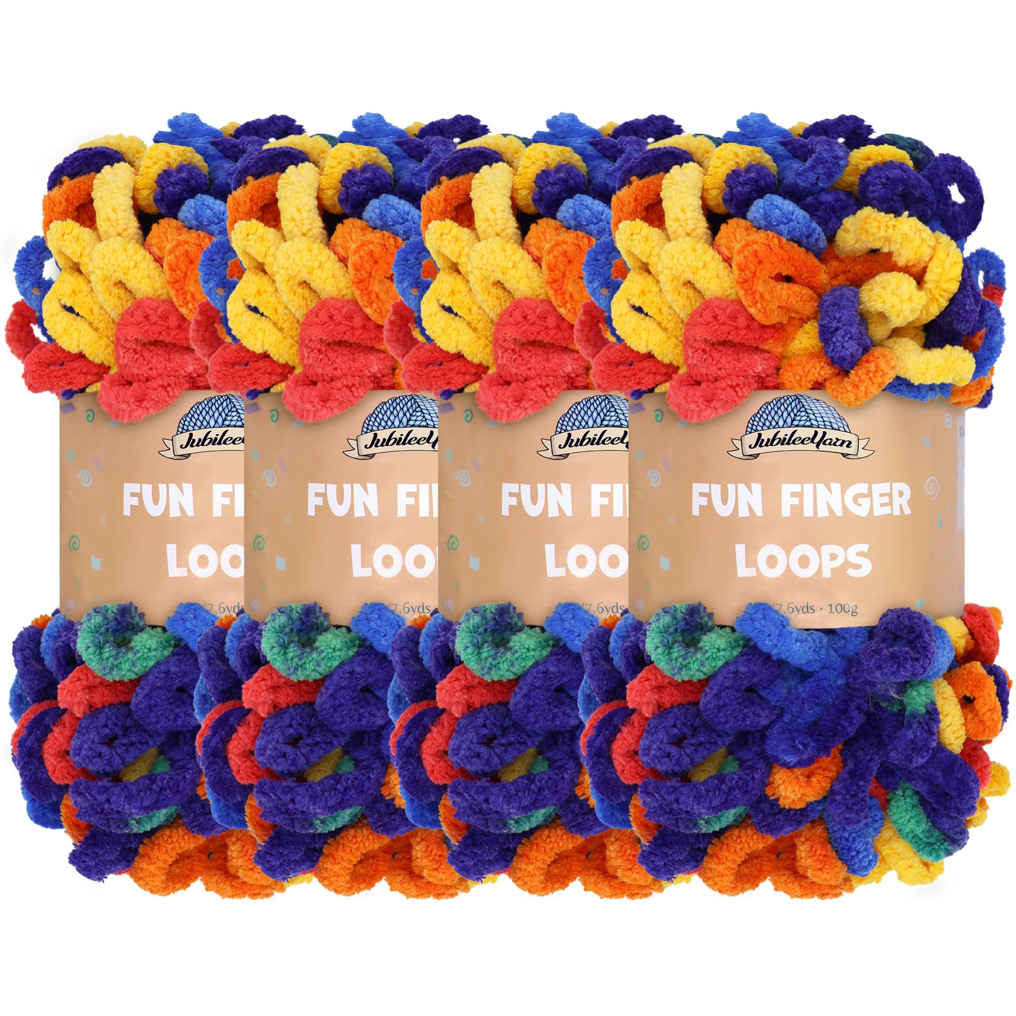 BambooMN Finger Knitting Yarn - Fun Finger Loops Yarn - 100% Polyester 4 Skeins multicolored 6941204025038a