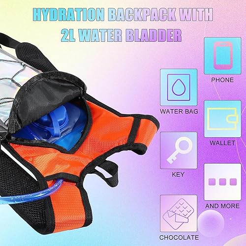 Miniatura 2 de Chunful Paquete de 6 mochilas de hidratación para correr, paquetes de hidratación para festivales, mochila de agua ligera con vejiga de agua de 2L