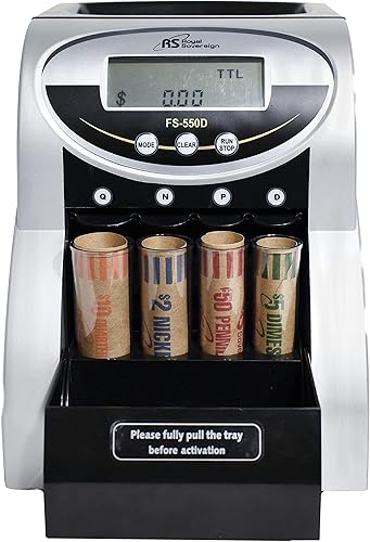 Miniatura 2 de Royal Sovereign Contadorclasificador eléctrico de monedas de 1 fila, tecnología antiatascos patentada, pantalla de conteo digital (FS-550D)