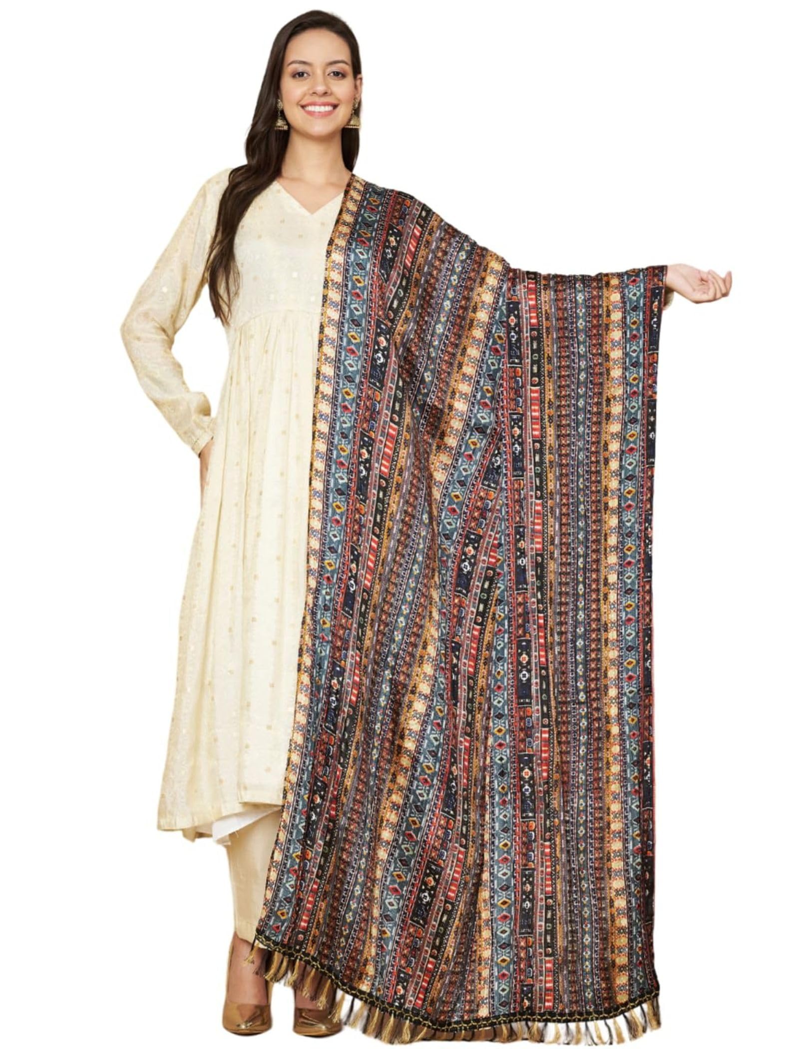 akshadeep Women's Poly Silk Patola print Dupatta with 2.20 Meters | Women’s cotton printed dupatta with tassels-picture-21