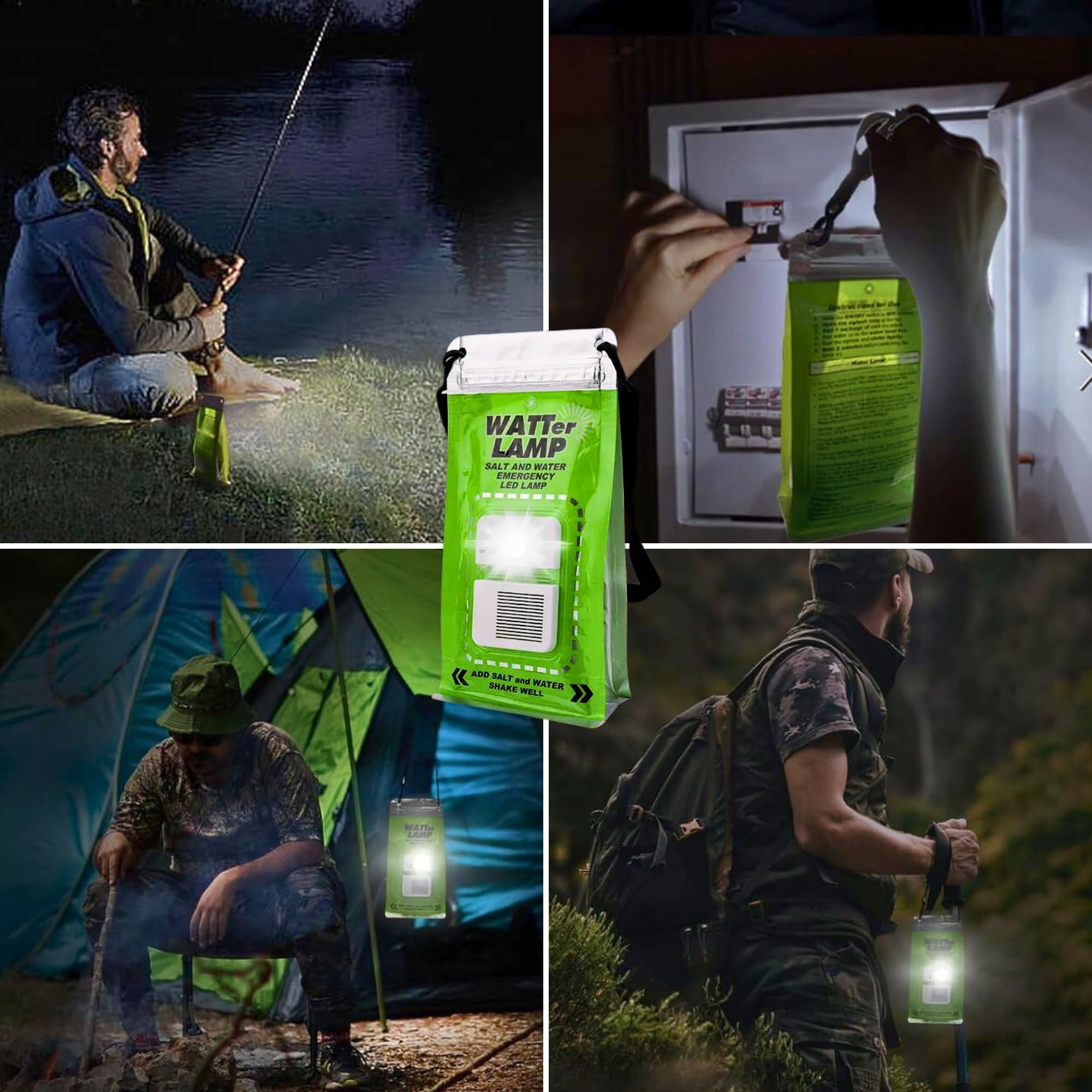 Lampe LED Eau Salée - Sans Pile - Pour Camping, Urgence - Éclairage Portable Écologique - 3 LED