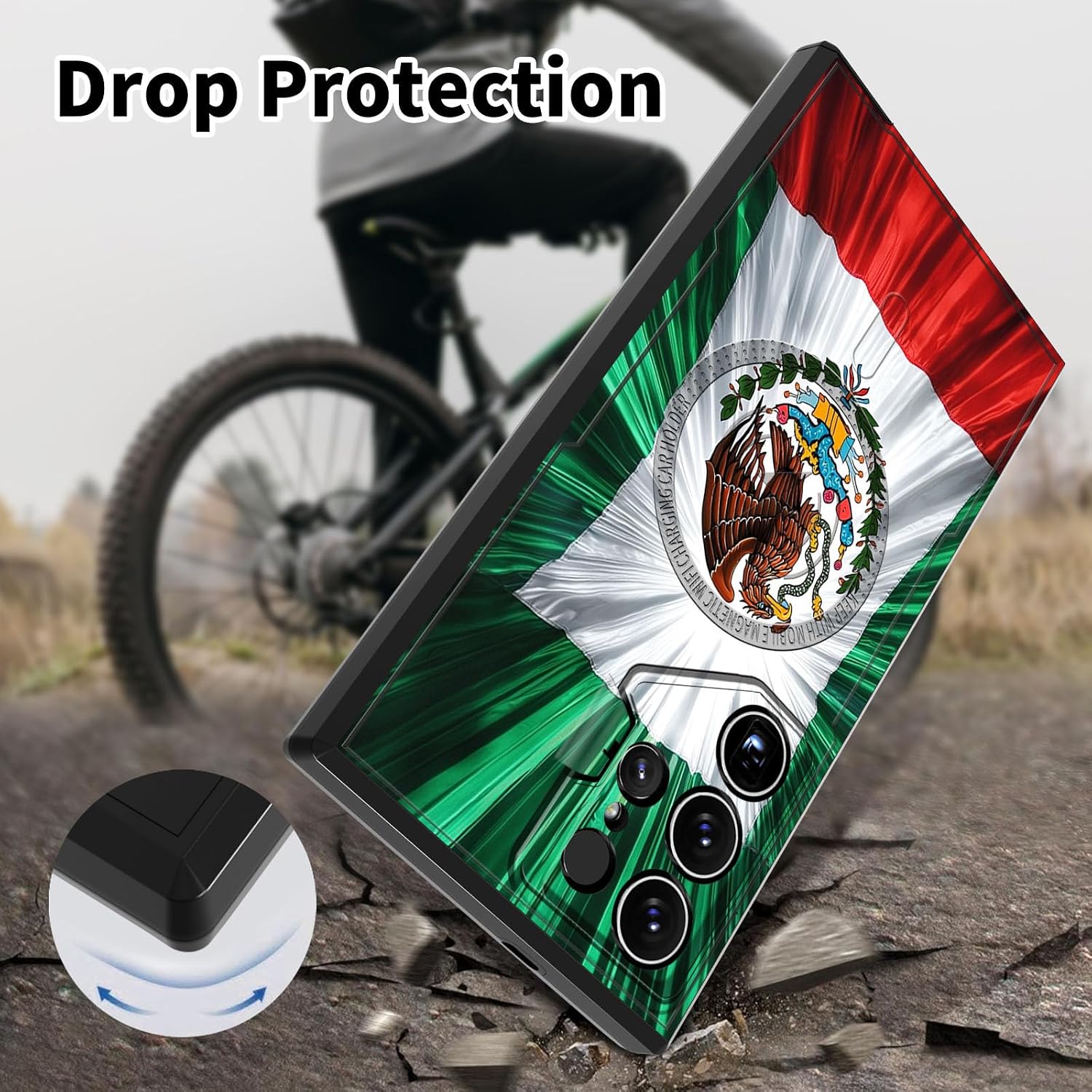 for Samsung Galaxy S25 Ultra Phone Case 6.9" with Screen Protector & Camera Cover Stand [Built-in Magnets] Kickstand Dual Layer Hybrid Shockproof Magnetic Case for Galaxy S25 Ultra,Mexico Flag image 3
