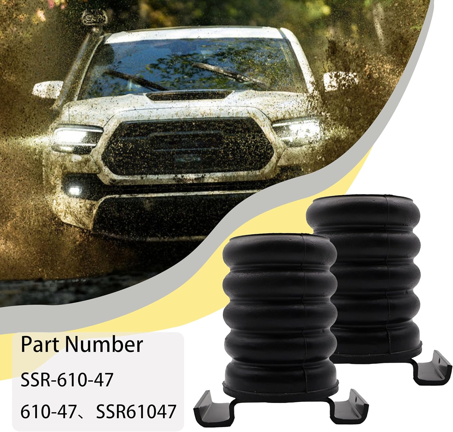 SSR-610-47 Rear Air Helper Springs Compatible with Toyota Tundra Tacoma Hilux Vigo for Frontier Titan for Mitsubishi Triton Auxiliary Springs Black 2Pcs Replaces SSR-610-47 SSR61047