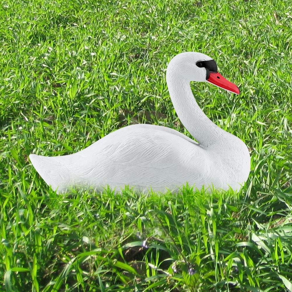 CDQL Elegant White Swan Statue Garden Ornament,Simulated Cute Exquisite White Swan Decorative Tool,Lifelike Goose Decoys,Pond Statue Protector Deterrent for Hunting Baits Garden Decor