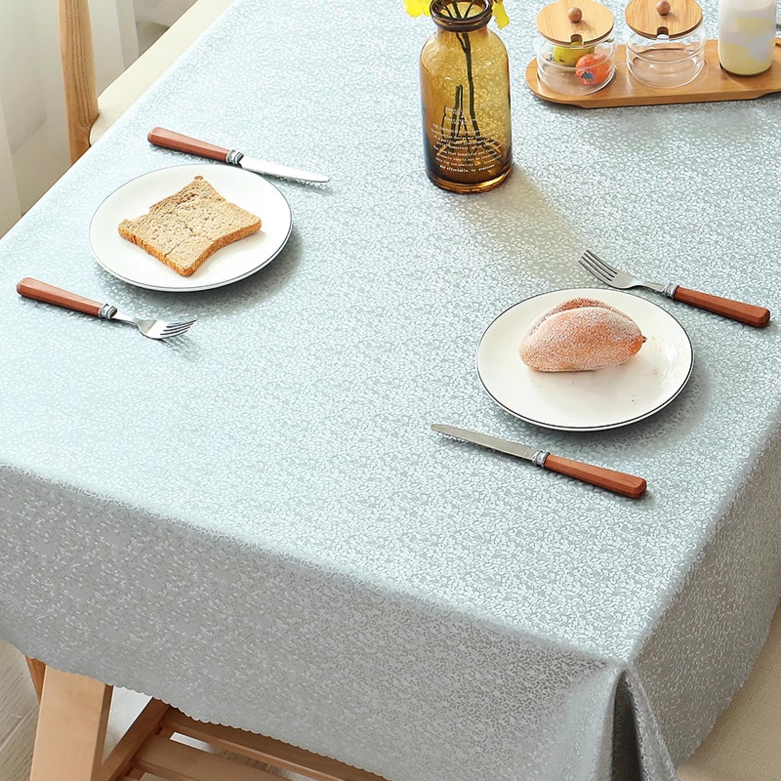 Nappe carrée imperméable gris clair 120x120 cm pour table à manger