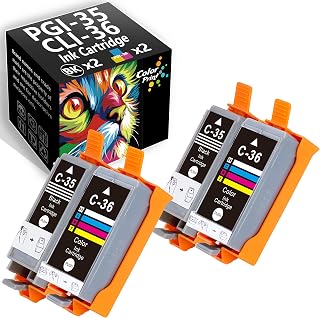 ColorPrint Compatible PGI35 CLI36 Ink Cartridge 35 36 Replacement for Canon PGI-35 CLI-36 Used with PIXMA iP110 TR150 iP100 Mini260 Mini320 Inkjet Laser Printer (2X Black, 2X Tri-Color, 4-Pack)