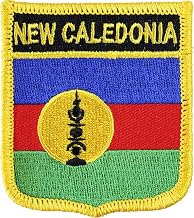 New Caledonia Flag Embroidered Iron on/Sew on Shield Patch with Gold Trim
