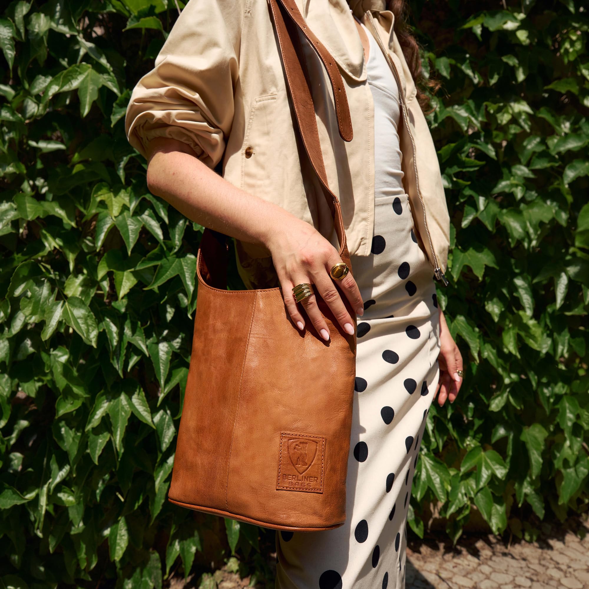 Berliner Bags Emilia Bolso Bandolera Mujer Piel Auténtica Mediano Vintage
