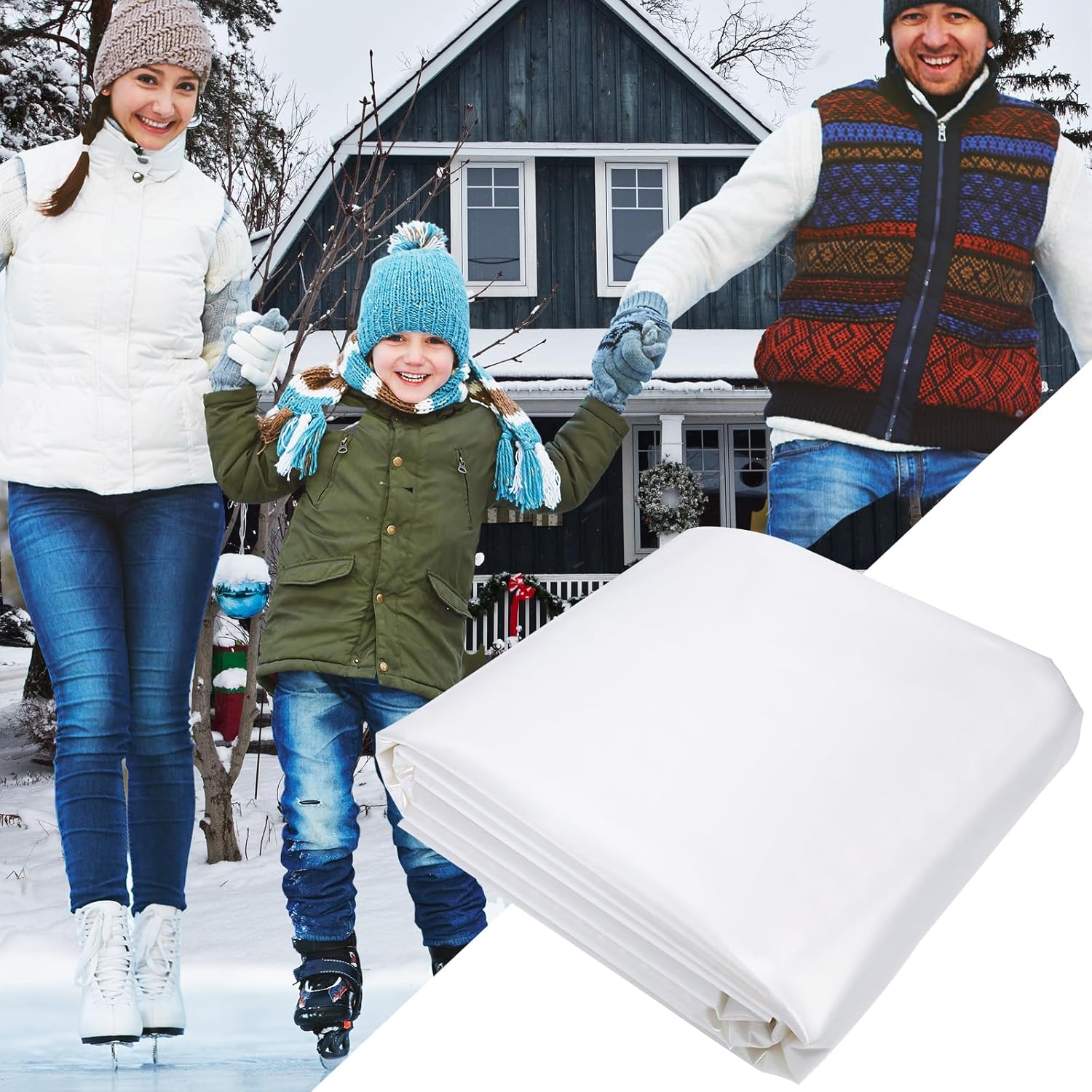 BobbleT 6 Mil Clear Ice Rink Liner – Heavy-Duty Backyard Ice Skating Rink Sheet, Leak-Proof & Tear-Resistant Plastic Liner for DIY Winter Family Skating Training or Hockey Practice, 2 Sizes Avaliable 25*45ft
